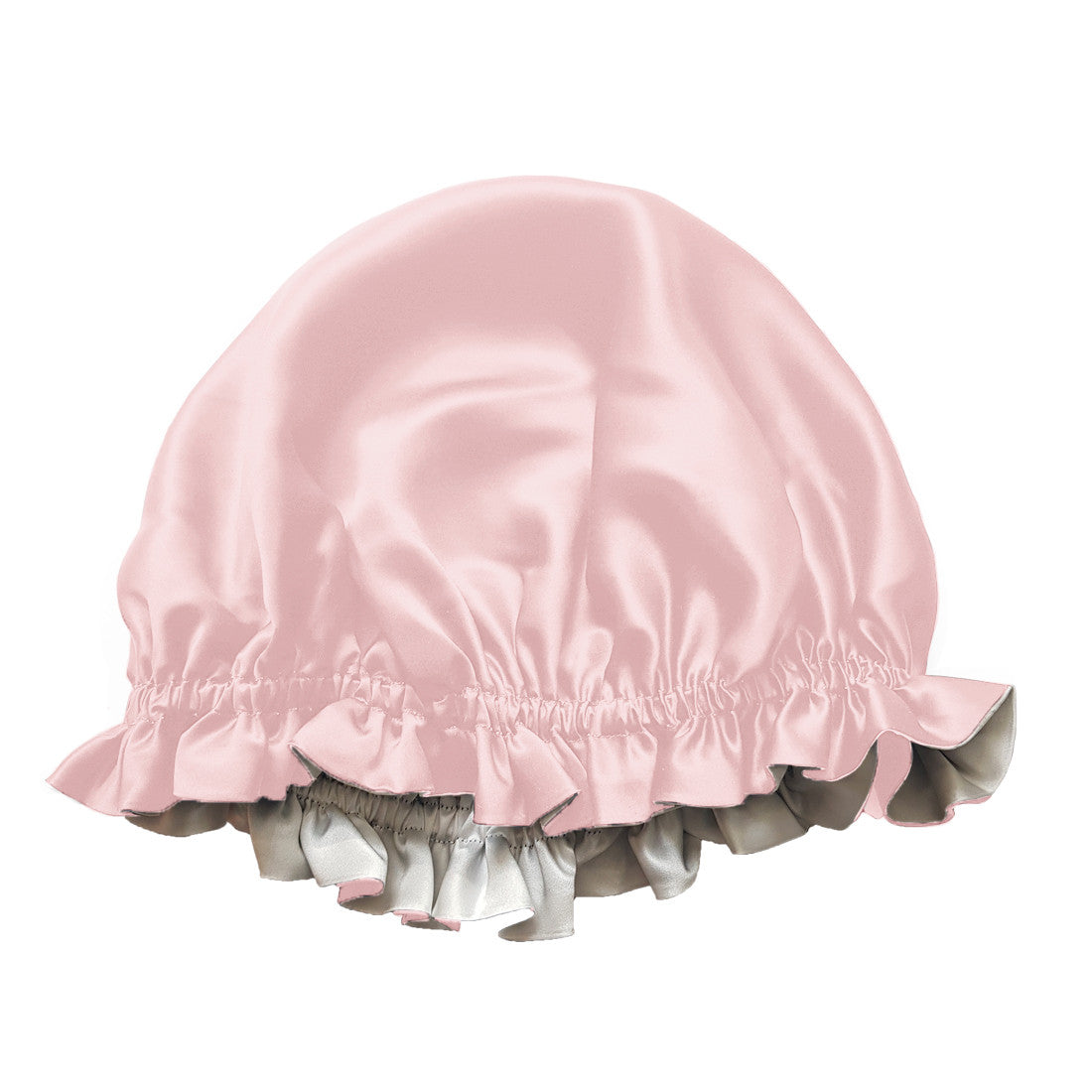 Bonnet de nuit en soie de mûrier double face rose