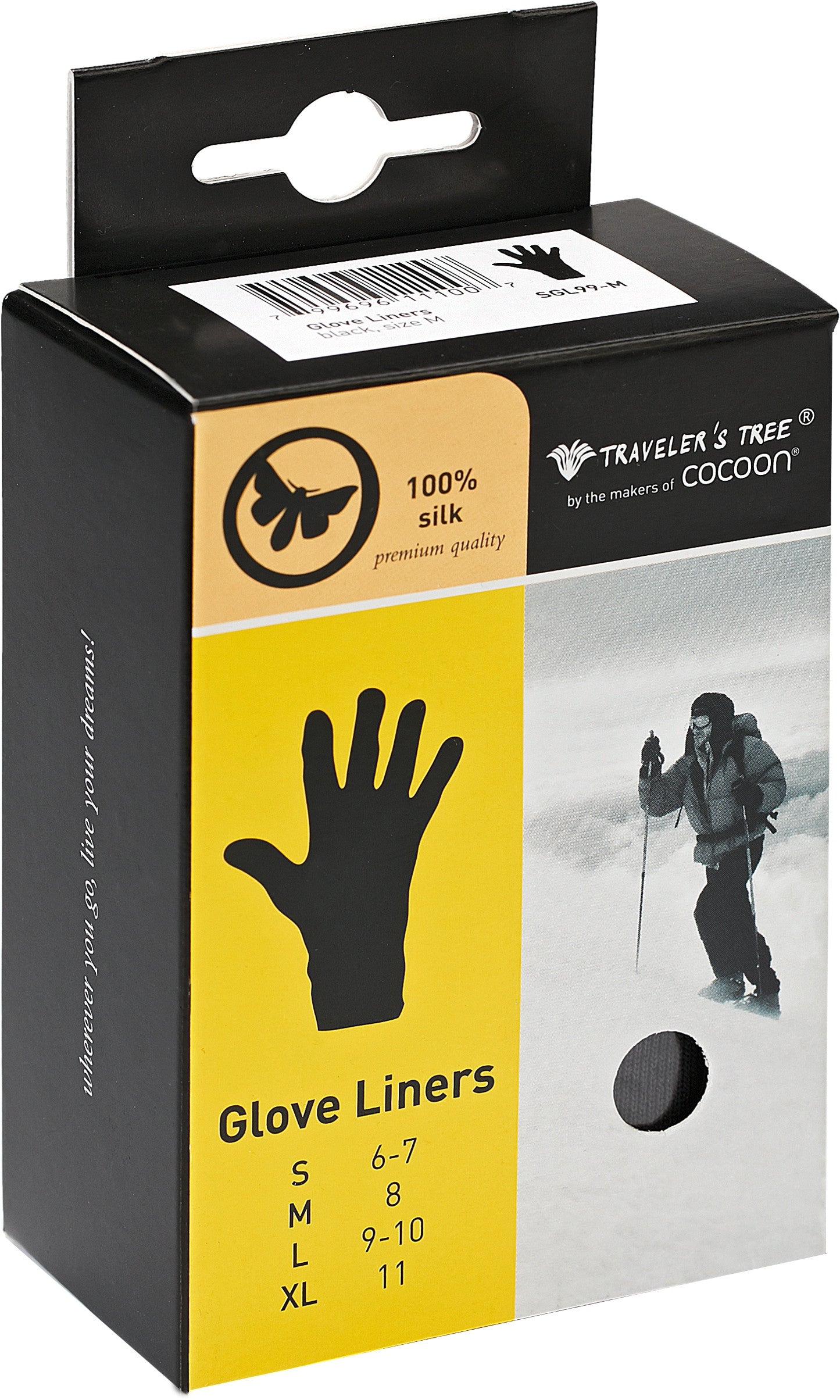 Gants, sous-gants en soie - Travelers Tree Packaging