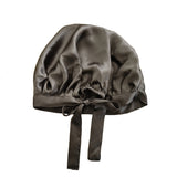 Bonnet de nuit Charlotte en soie anthracite verso