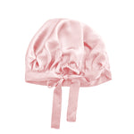 Bonnet de nuit Charlotte en soie rose verso