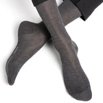 Chaussettes en soie pour homme anthracite chiné