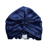 Turban en soie bleu marine