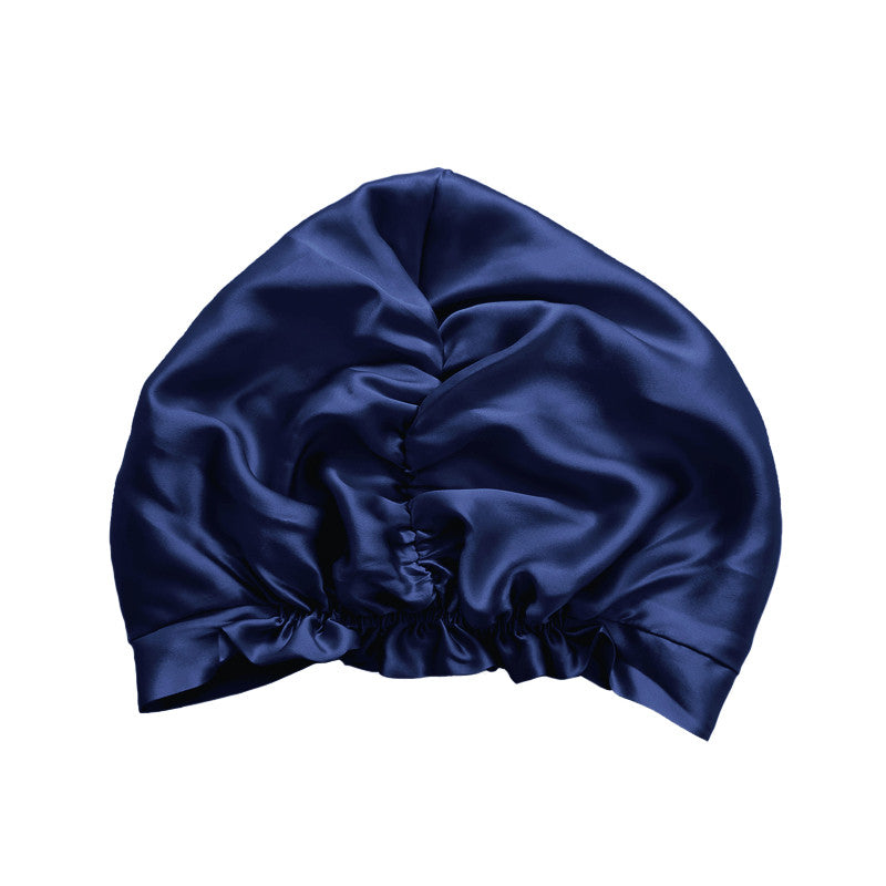 Turban en soie bleu marine arrière