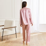 Pyjama long en soie rose dos