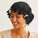 Bonnet de nuit en soie de mûrier double face anthracite devant