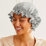 Bonnet de nuit en soie de mûrier double face silver devant