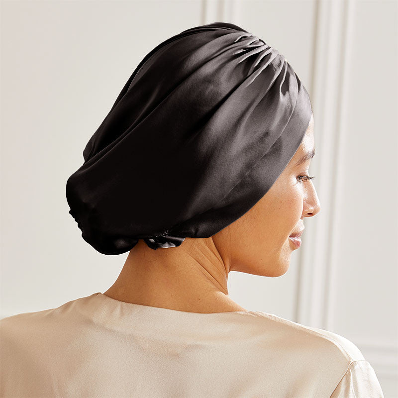 Turban en soie Maison de la Soie dos anthracite