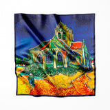 Foulard en soie de mûrier Van Gogh L'Église d'Auvers-sur-Oise