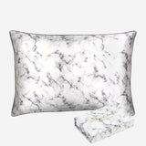 Marble-print silk pillowcase